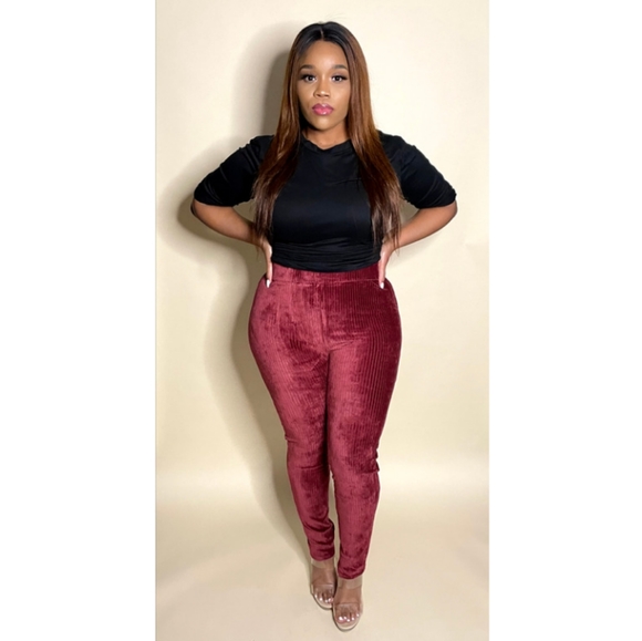 1 LEFT | Size S | Red "Corduroy Me" Slim-fit Pants - Picture 2 of 2